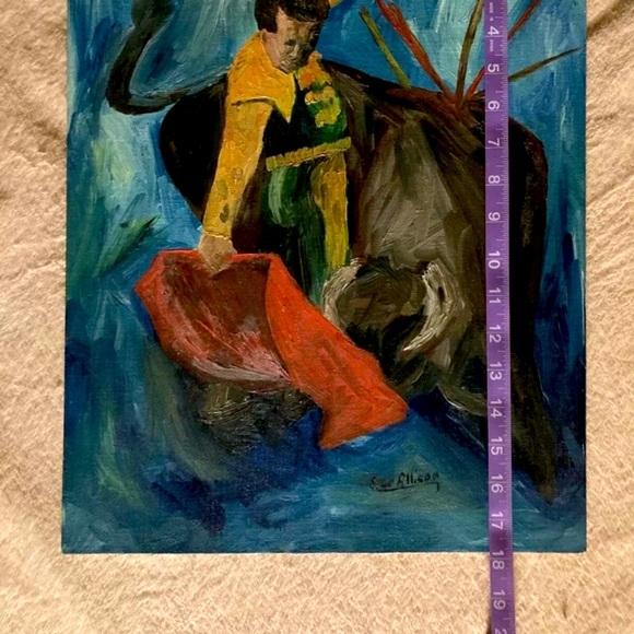 Authentic Spanish Bullfighting Painting Mid-Century Modern Vintage - Picture 3 of 5